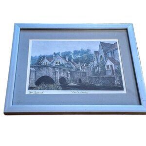 Tom Caldwell 'Castle Combe' Silver Metal Framed Signed Titled Under Glass Print